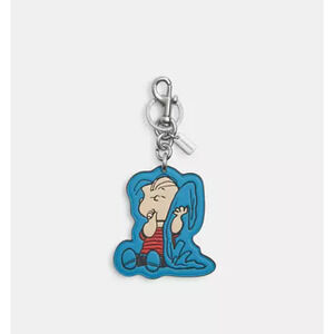 Coach X Peanuts Linus Bag Charm Keychain In Blue 2025 75th Anniversary CBG56 NWT